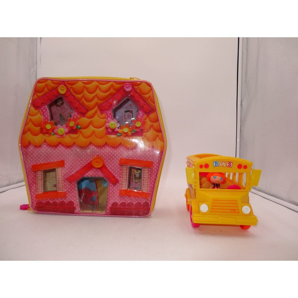Lalaloopsy Bea's Yellow School Bus With Slide & Lalaloopsy Carry Along Case Doll